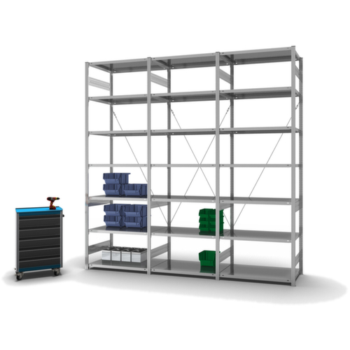 hofe Systeeminhaakstelling in standaard uitvoering, hoogte x breedte x diepte 3000 x 1060 x 635 mm, 7 legborden