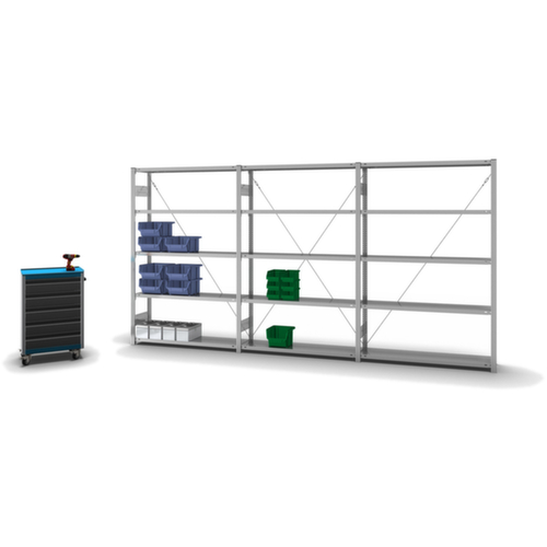 hofe Systeeminhaakstelling in standaard uitvoering, hoogte x breedte x diepte 2000 x 1360 x 335 mm, 5 legborden