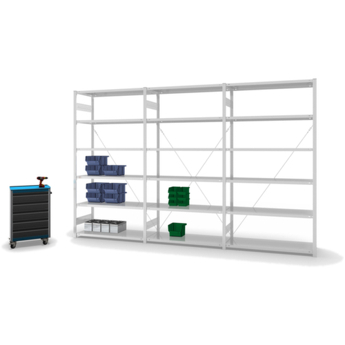 hofe Systeeminhaakstelling in standaard uitvoering, hoogte x breedte x diepte 2500 x 1360 x 535 mm, 6 legborden