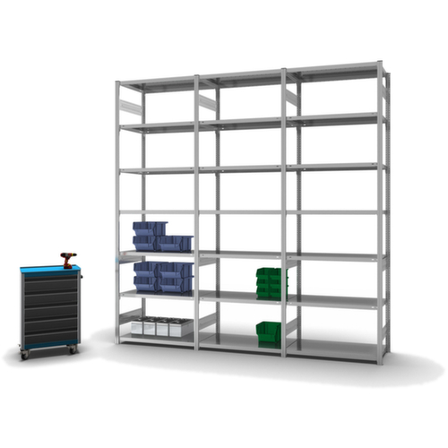 hofe Traversestelling in standaard uitvoering, hoogte x breedte x diepte 3000 x 1060 x 535 mm, 7 legborden