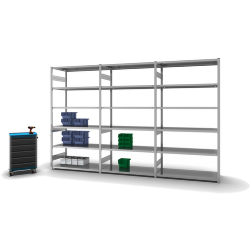 hofe Traversestelling in middelzware uitvoering, hoogte x breedte x diepte 2500 x 1360 x 635 mm, 6 legborden
