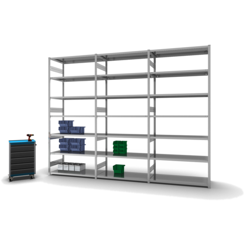 hofe Traversestelling in zware uitvoering, hoogte x breedte x diepte 3000 x 1360 x 635 mm, 7 legborden