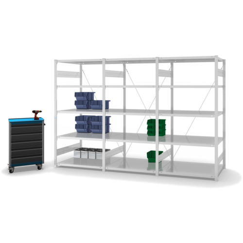 hofe Systeeminhaakstelling in standaard uitvoering, hoogte x breedte x diepte 2000 x 1010 x 535 mm, 5 legborden