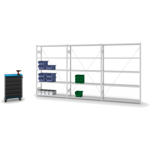 hofe Systeeminhaakstelling in middelzware uitvoering, hoogte x breedte x diepte 2000 x 1310 x 335 mm, 5 legborden