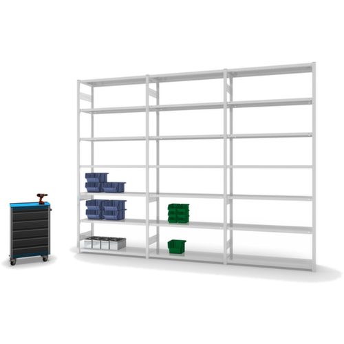 hofe Traversestelling in standaard uitvoering, hoogte x breedte x diepte 3000 x 1310 x 435 mm, 7 legborden