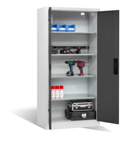 C+P Laadkast voor batterijen ERGO, RAL7035 lichtgrijs/RAL7016 antracietgrijs