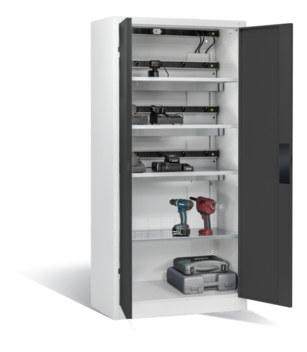 C+P Laadkast voor batterijen ERGO, RAL7035 lichtgrijs/RAL7016 antracietgrijs