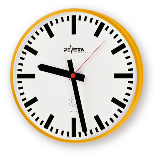 PEWETA Wandklok met metalen behuizing, met streepaanduiding, Ø 300 mm