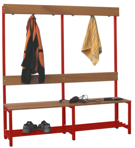 PAVOY Kleedkamerbank Basis met haken en houten strips