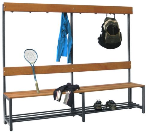 PAVOY Kleedkamerbank Basis met haken en houten strips