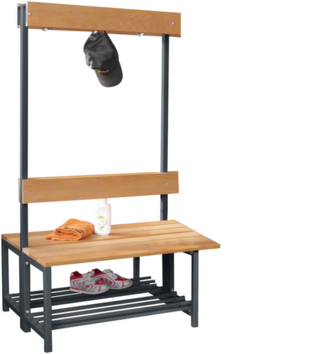 PAVOY Kleedkamerbank Basis met haken en houten strips