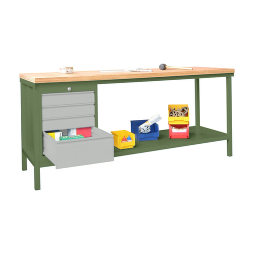 PAVOY Werkbank met verschillende soorten onderbouw, 1 ladeblok, 1 legbord