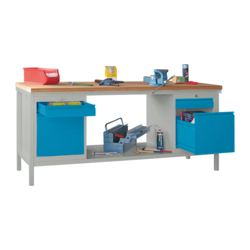 PAVOY Werkbank met verschillende soorten onderbouw, 2 ladeblokken, 1 legbord