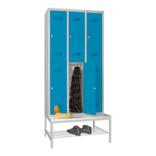 PAVOY Dubbele locker Basis met bank + 3x2 vakken, vakbreedte 300 mm