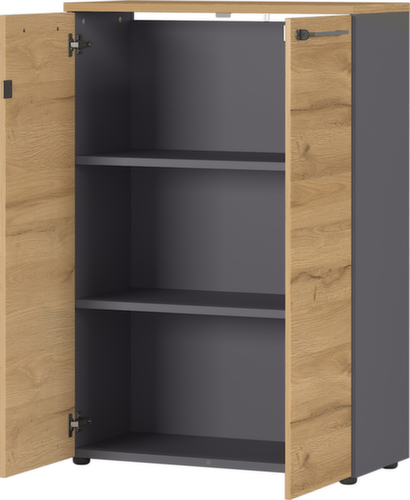Dossierkast GW-AGENDA, 3 ordnerhoogten, grafietgrijs/Grandson-eiken/Grandson-eiken