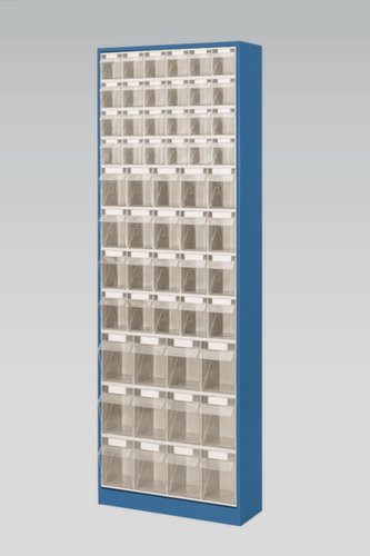Magazijnkast met assortimentsbakken, 56 bakken, transparant