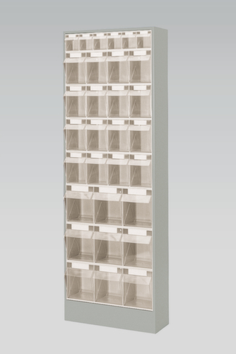 Magazijnkast met assortimentsbakken, 31 bakken, transparant