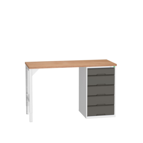 bott Werkbank verso, 5 laden, RAL7035 lichtgrijs/RAL7016 antracietgrijs