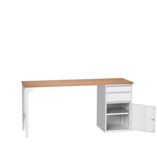 bott Werkbank verso, 2 laden, 1 kast, RAL7035 lichtgrijs/RAL7035 lichtgrijs