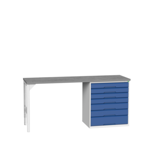 bott Werkbank verso, 7 laden, RAL7035 lichtgrijs/RAL5010 gentiaanblauw