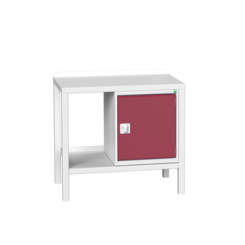 bott Werkbank verso, 1 kast, 1 legbord, RAL7035 lichtgrijs/RAL3004 purperrood