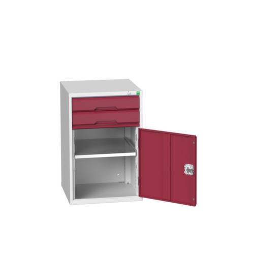 bott ladekast verso met openslaande deur, 2 lade(n), RAL7035 lichtgrijs/RAL3004 purperrood