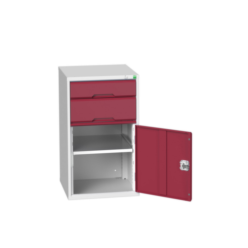 bott ladekast verso met openslaande deur, 2 lade(n), RAL7035 lichtgrijs/RAL3004 purperrood