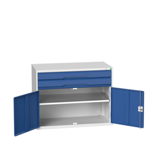 bott ladekast verso met openslaande deur, 2 lade(n), RAL7035 lichtgrijs/RAL5010 gentiaanblauw