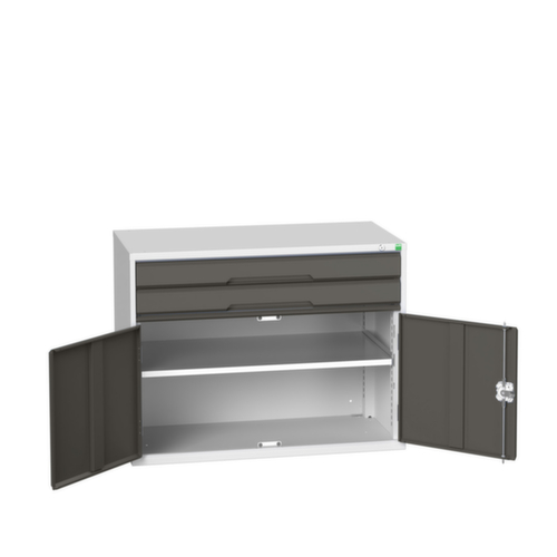 bott ladekast verso met openslaande deur, 2 lade(n), RAL7035 lichtgrijs/RAL7016 antracietgrijs