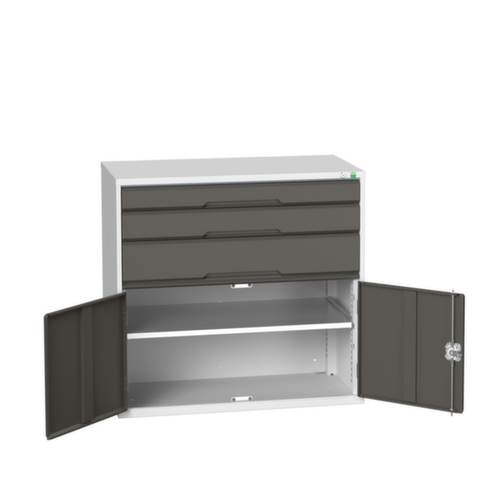 bott ladekast verso met openslaande deur, 3 lade(n), RAL7035 lichtgrijs/RAL7016 antracietgrijs