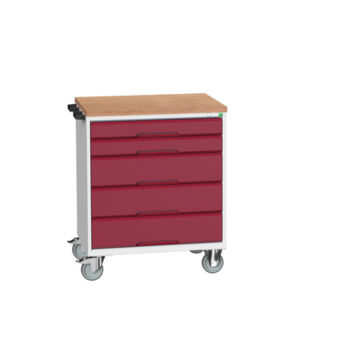 bott Gereedschapswagen verso, 5 laden, RAL7035 lichtgrijs/RAL3004 purperrood