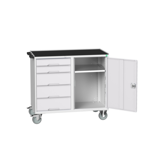 bott verrijdbare montagetafel verso, 5 laden, 1 kast, RAL7035 lichtgrijs/RAL7035 lichtgrijs