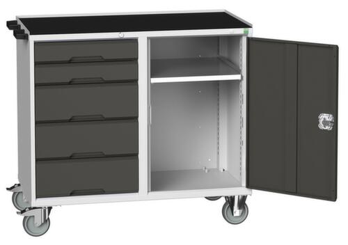 bott verrijdbare montagetafel verso, 5 laden, 1 kast, RAL7035 lichtgrijs/RAL7016 antracietgrijs