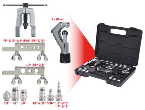Air-conditioning en koeling flare and socket set 1/8"-3/4"