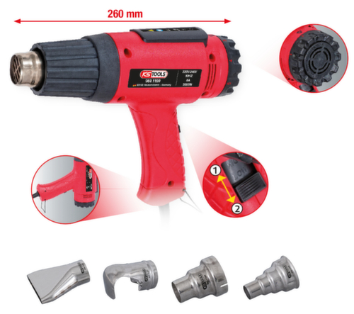 Set heteluchtgereedschap incl. 4 opzetstukken