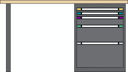 Thurmetall Werkbank, 5 laden