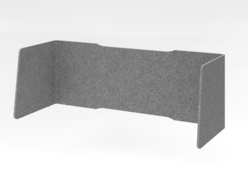 Geluiddempende tafelscheidingswand, hoogte x breedte 600 x 1740 mm, wand grijs gemêleerd