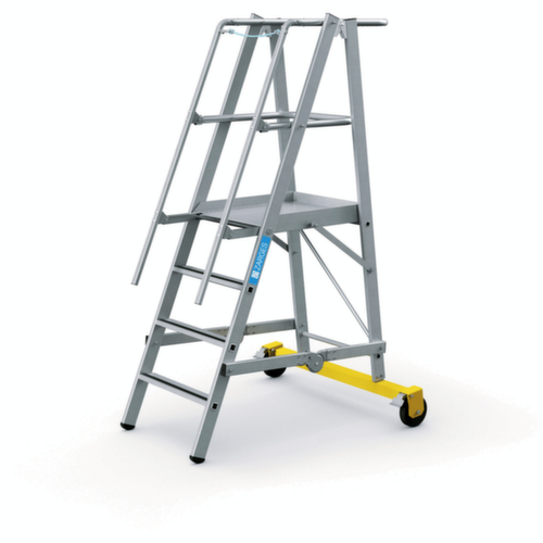 ZARGES Platformladder ZAP Safemaster Plus S verrijdbaar en in-/uitklapbaar met traverse