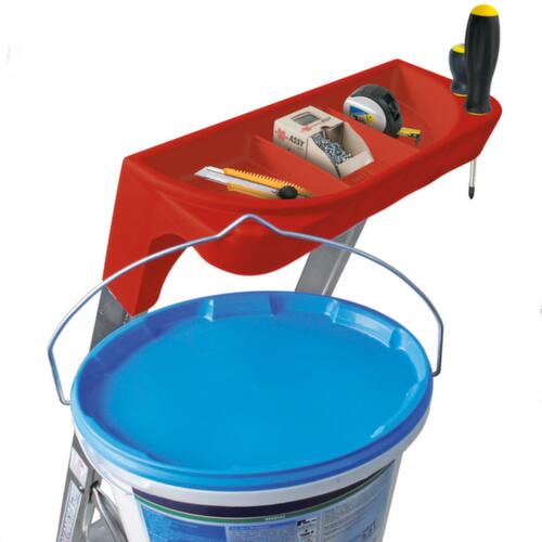 Aluminium trapladder met bak, 2 sporten met antislipprofiel