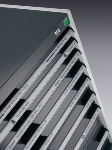 bott Ladekast cubio oppervlak 1300 x 750 mm, 11 lade(n), RAL7035 lichtgrijs/RAL7016 antracietgrijs