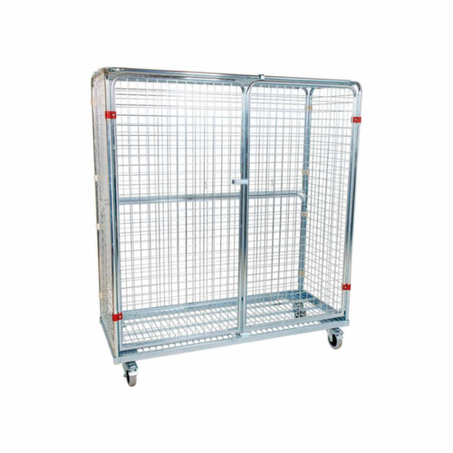 Rolcontainer met 3 wanden en deur, draagvermogen 500 kg, lengte x breedte 620 x 1500 mm