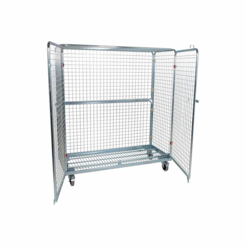 Rolcontainer met 3 wanden en deur, draagvermogen 500 kg, lengte x breedte 620 x 1500 mm