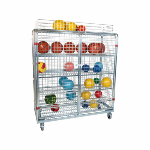 rolcontainer met gaaswanden en legborden, draagvermogen 500 kg, lengte x breedte 620 x 1500 mm