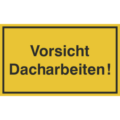aanwijzingsbord SafetyMarking® voor bouwplaatsen, "Pas op! Dakwerkzaamheden"
