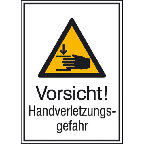 Waarschuwings combinatie bord SafetyMarking® "Let op! Gevaar voor handletsel"