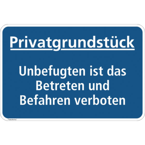 aanwijzingsbord SafetyMarking®, "Privéterrein - Betreden en berijden verboden voor onbevoegden!"