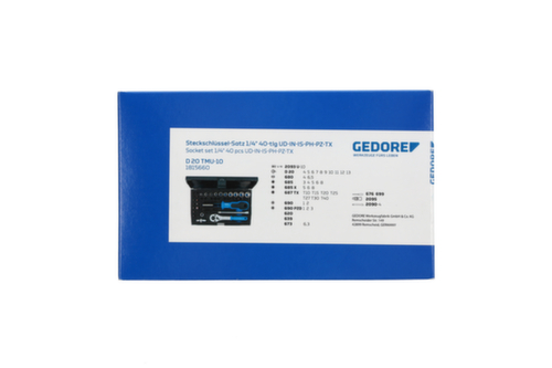 D 20 TMU-10 Dopsleutelset 1/4" 39-delig UD-IN-IS-PH-PZ-TX