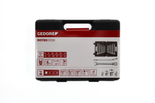 GEDORE R07203016 Combinatie ratel steeksleutelset SW8-19 mm 16 stuks