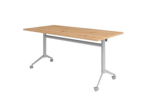 Verrijdbare klaptafel, hoogte x breedte x diepte 750 x 1600 x 800 mm, plaat knoesteiken