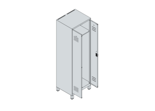 C+P Locker met zitbank Classic Plus voor scheiding van kleding, vakbreedte 300 mm